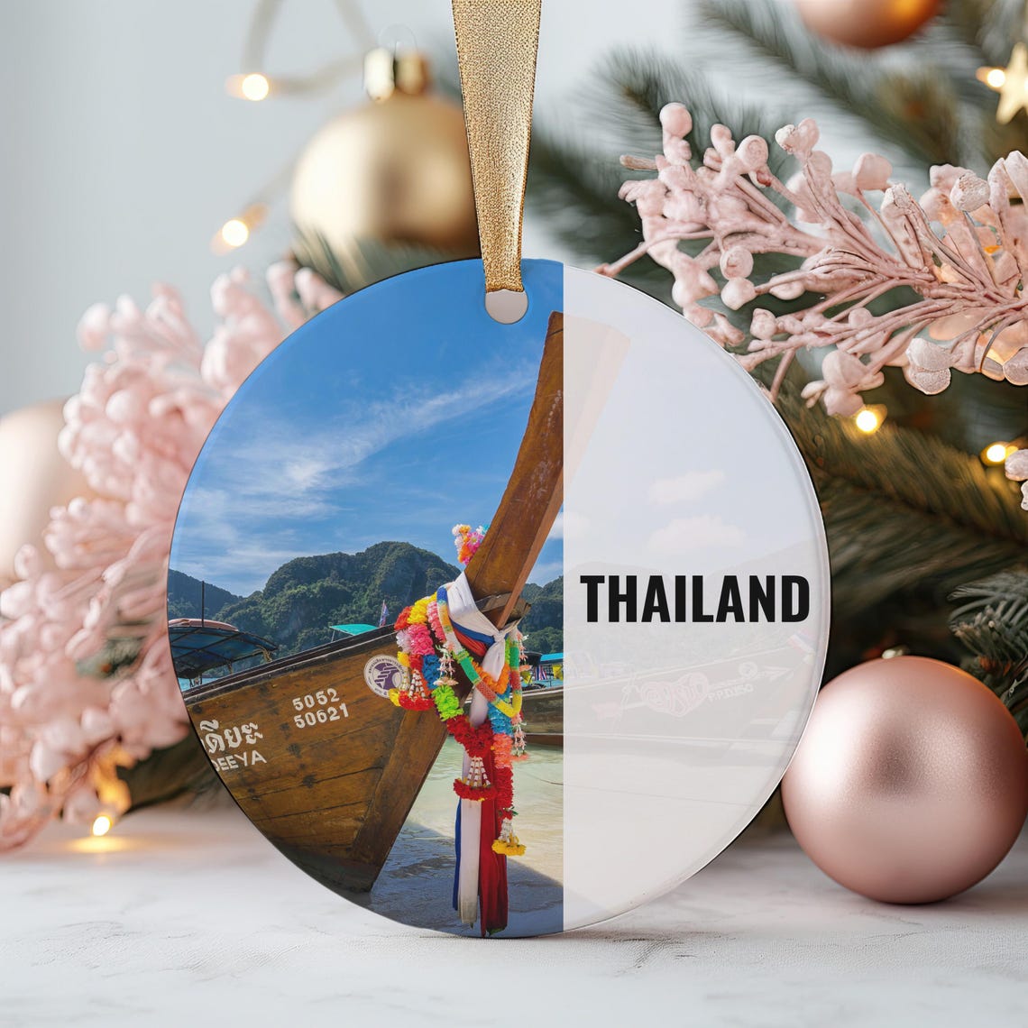 Thailand Longtail Boat Beach Karst Cliffs Souvenir Ornament Wall Art