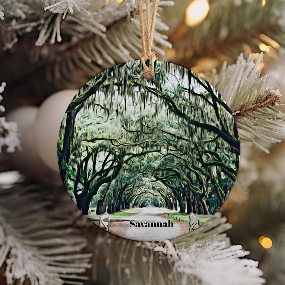 Savannah Mossy Oak Avenue Christmas Ornament Holiday Keepsake Poster