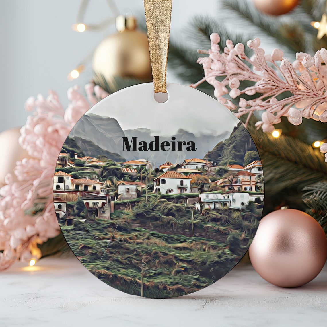 Madeira Island Hillside Village Portugal Mountain View Poster