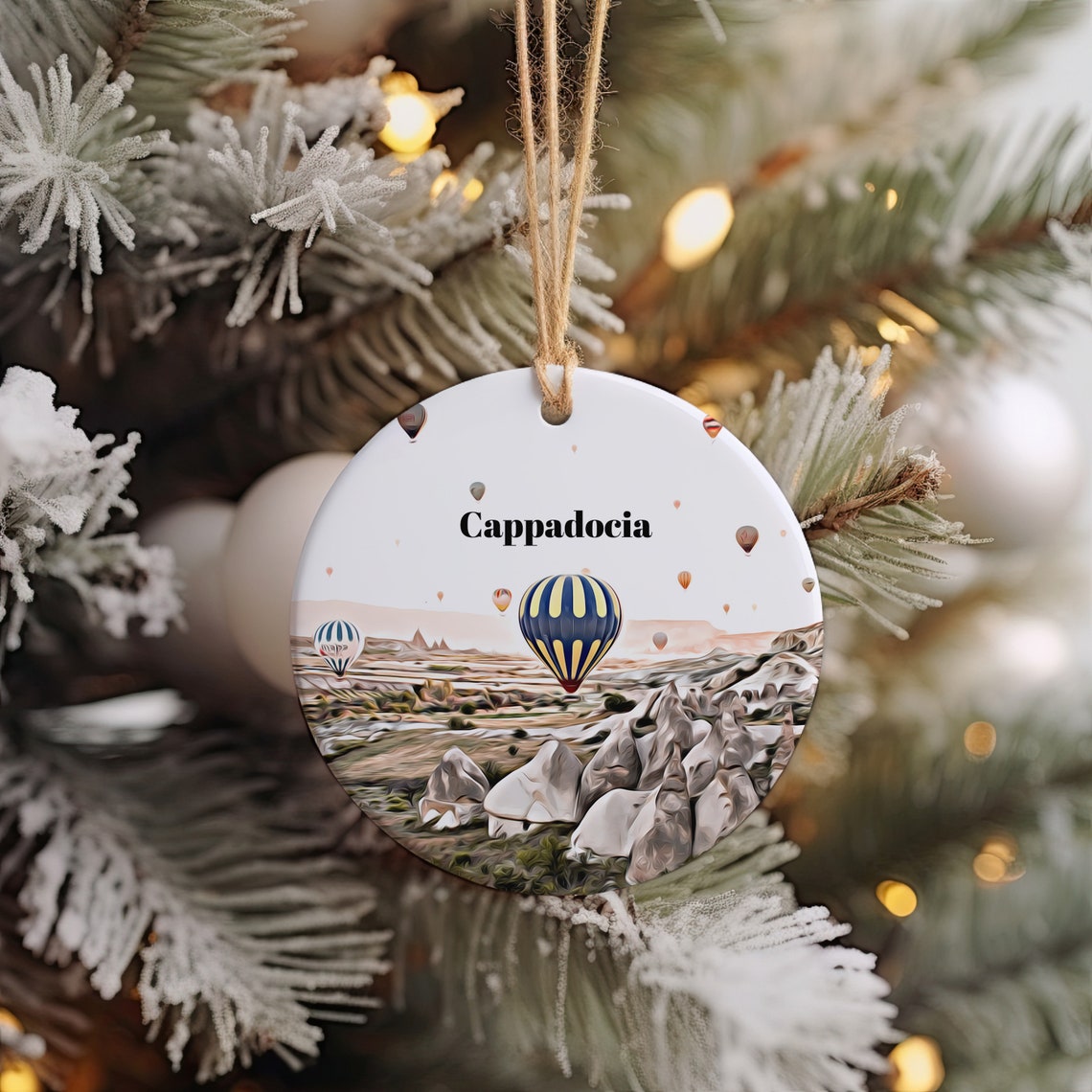 Cappadocia Hot Air Balloon Christmas Ornament Travel Gift Print