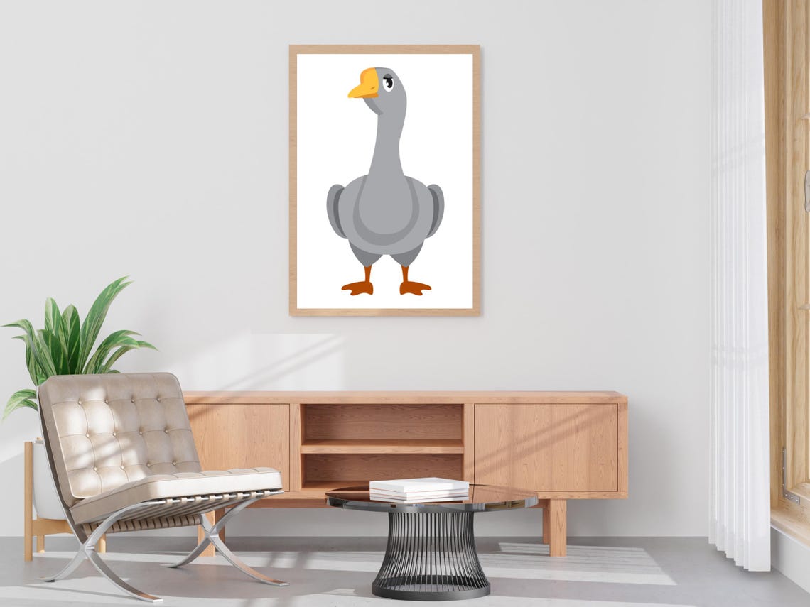 Cute Cartoon Goose Bird Illustration Nursery Animal Kids Wall Art - Image 4