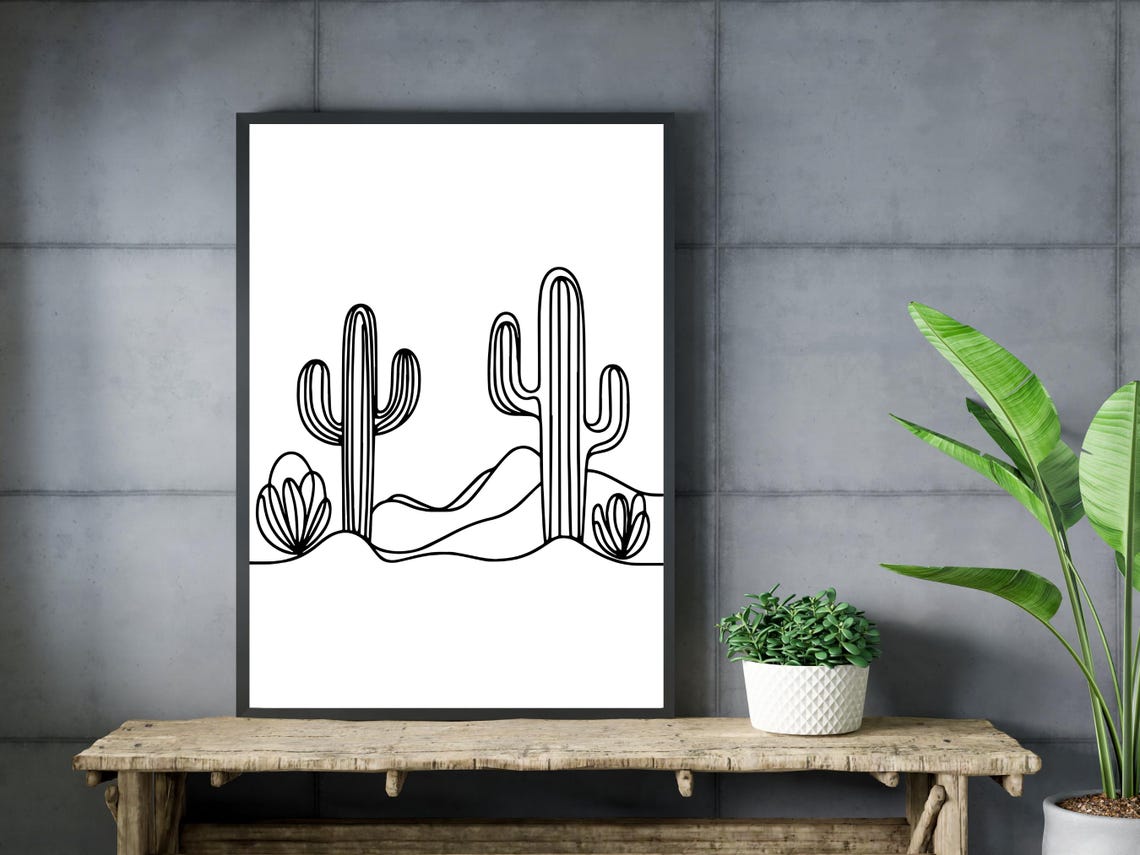 Cactus Desert Line Art Saguaro Minimalist Southwest Plant Wall Poster - Image 3