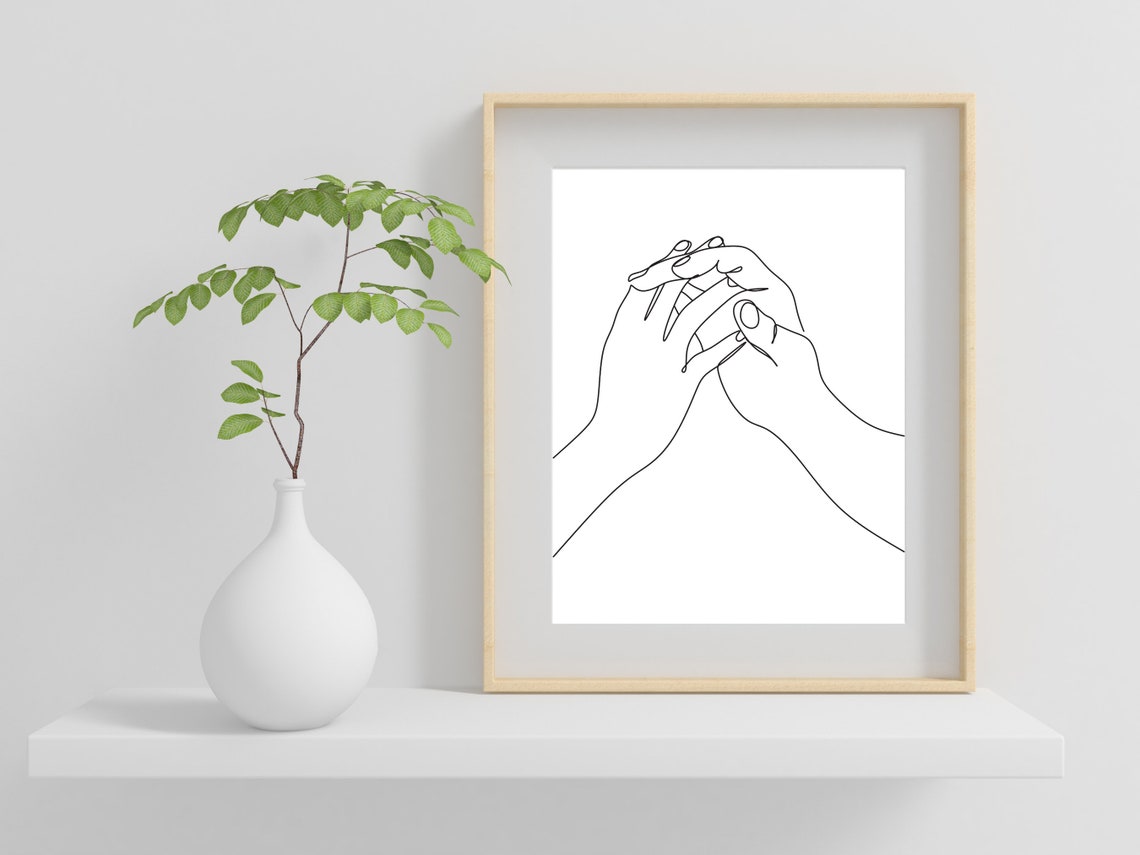 One Line Art Couple Hands Line Art Couple Hand Line Art Couple Print Couple Gift Anniversary Present Gifts For Couple Couple Gifts - Image 2