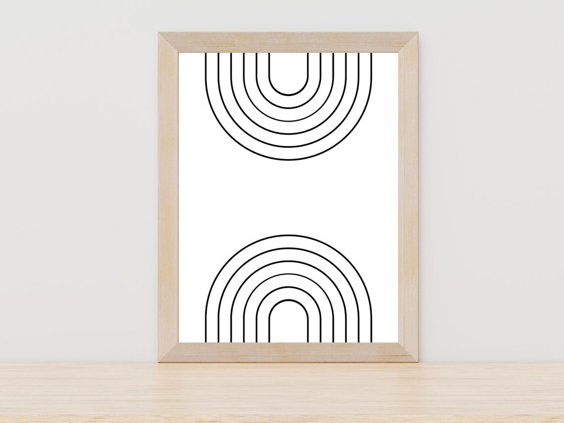 Minimalist Black Line Art Rainbow Arches Modern Abstract Wall Art