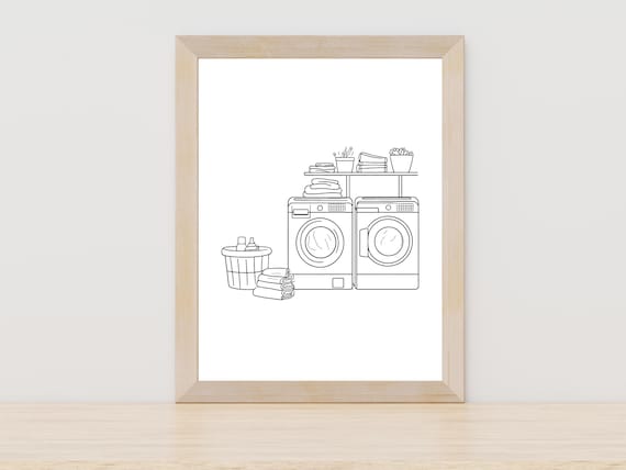 Laundry Line Art Laundry Room Wall Decor Washer And Dryer Line Art Washer And Dryer Artwork Minimalistic Laundry Room Decor Washing Art