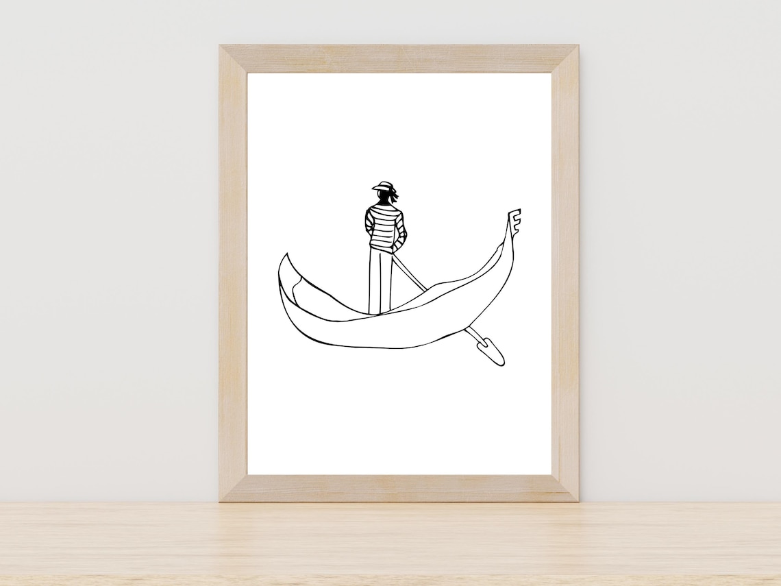 Venetian Gondola Line Art, Travel Poster