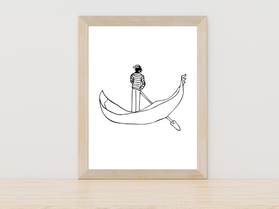 Venetian Gondola Line Art, Travel Poster
