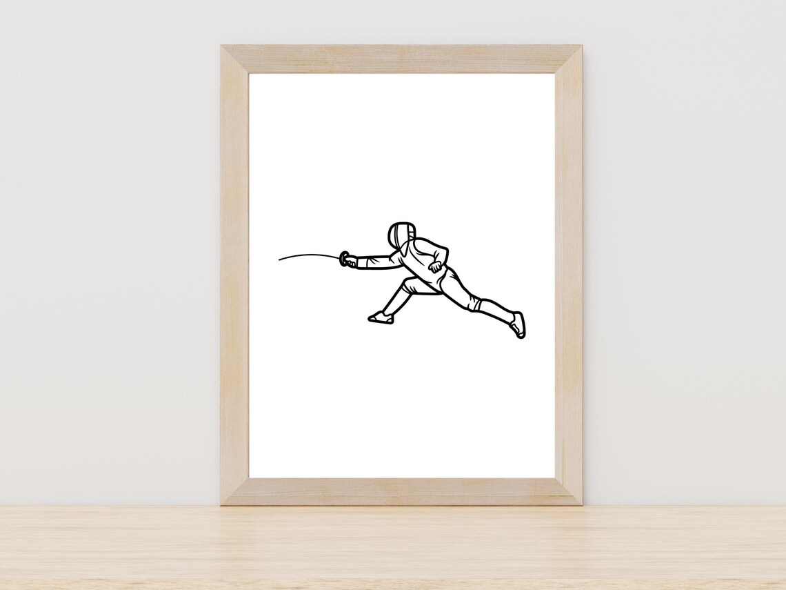 Fencing Line Art Minimalist Fencer Art Print