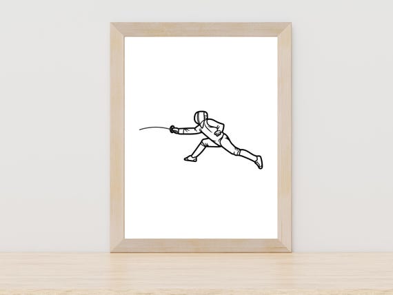 Fencing Line Art Minimalist Fencer Art Print