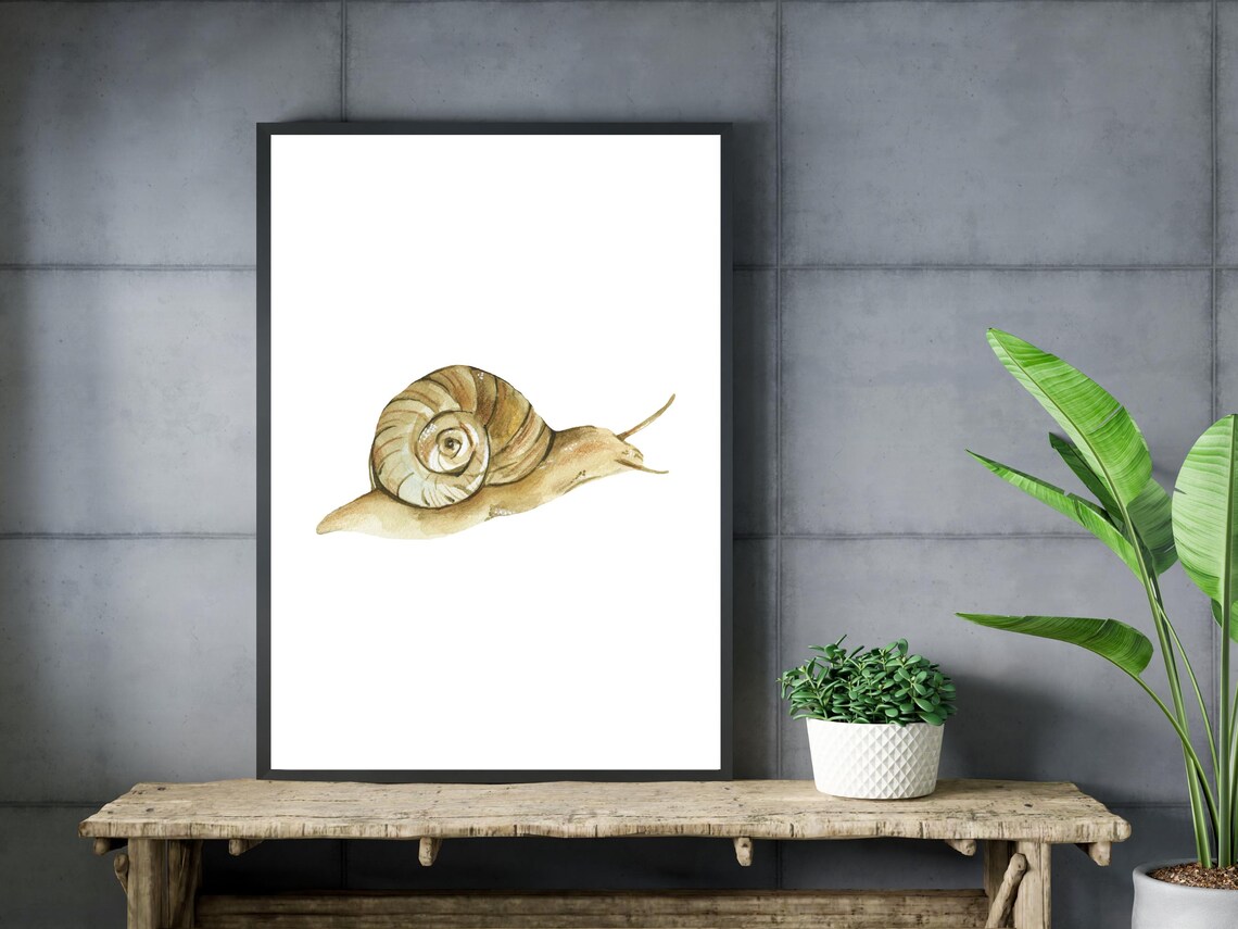 Garden Snail Watercolor Painting Woodland Insect Cute Nursery Print - Image 3