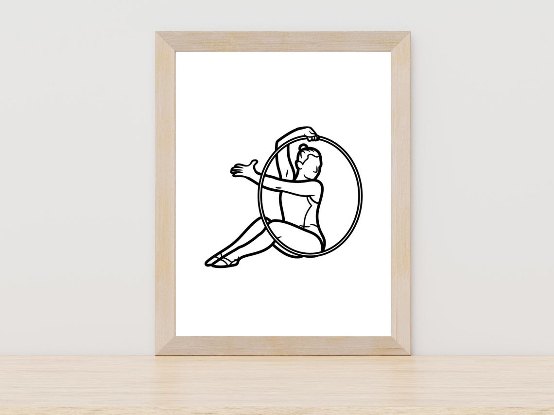 Hula Hoop Dancer One Line Art Fitness Fun Gym Decor Wall Art