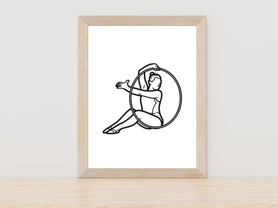 Hula Hooping Line Art Hula Hoop Line Art Fitness Art Print Minimalist Hooping Art Dance Illustration Hula Hoop Drawing Sporty Wall Art
