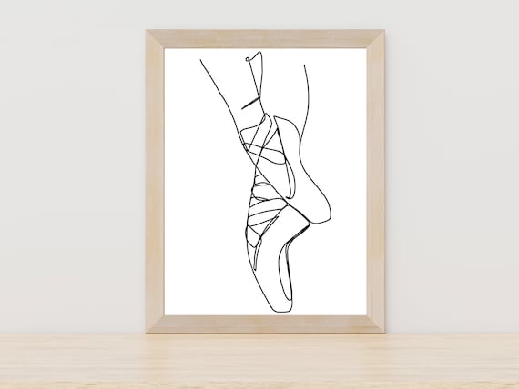 Minimalist Ballerina Slipper Line Art, Art Print