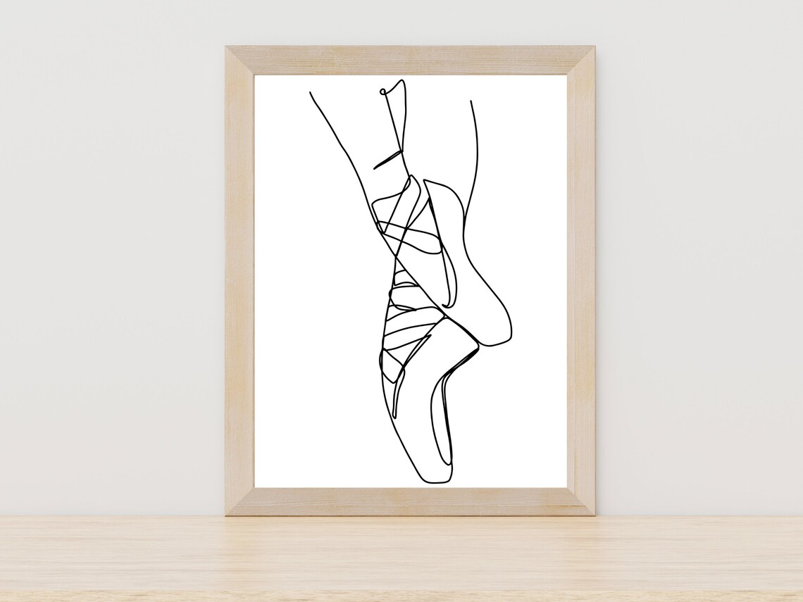 Minimalist Ballerina Slipper Line Art, Art Print