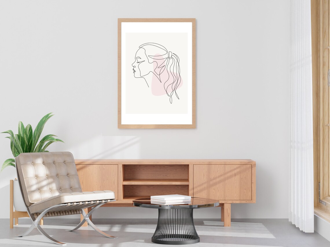 Woman Ponytail Profile Single Line Art Feminine Beauty Poster - Image 3