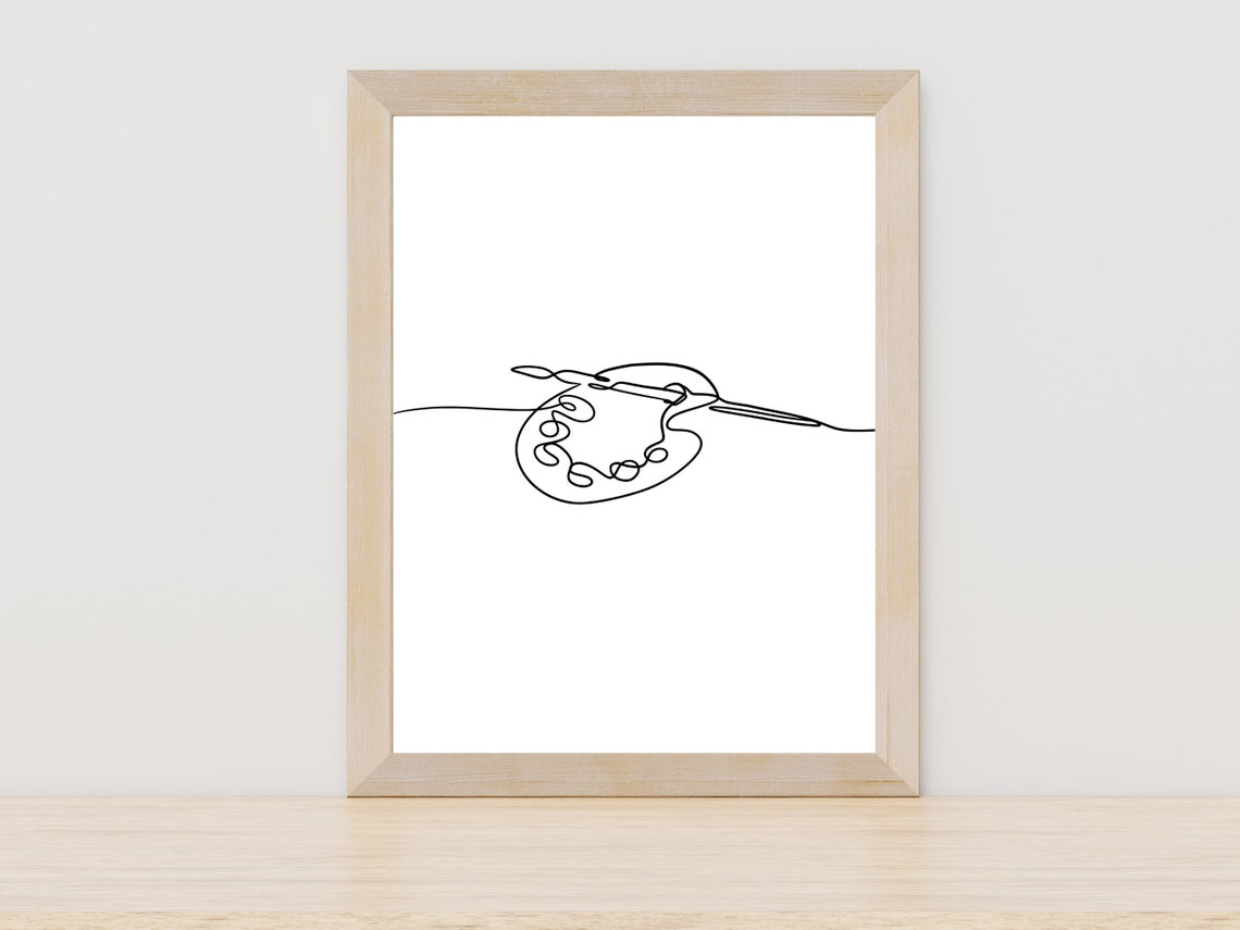 Artist Palette Paintbrush One Line Drawing Painter Studio Art Poster