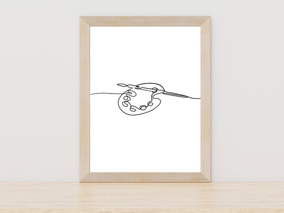 Minimalist Painting Pallet Line Art Brush Prints Painter Line Art Painter Gift Artist Gift Painter Painters Palette Pallete