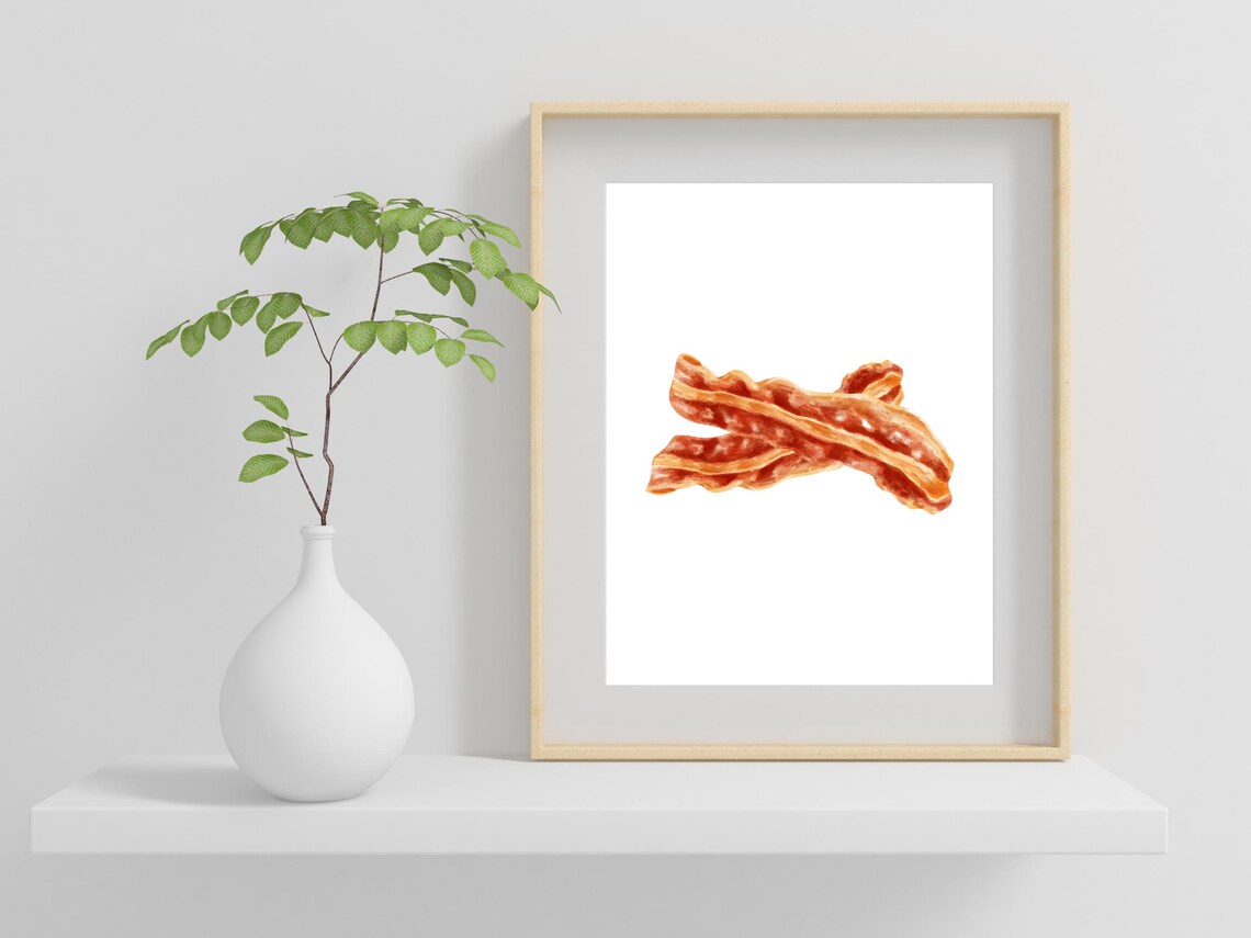 Bacon Watercolor Painting Crispy Breakfast Food Kitchen Wall Poster - Image 2