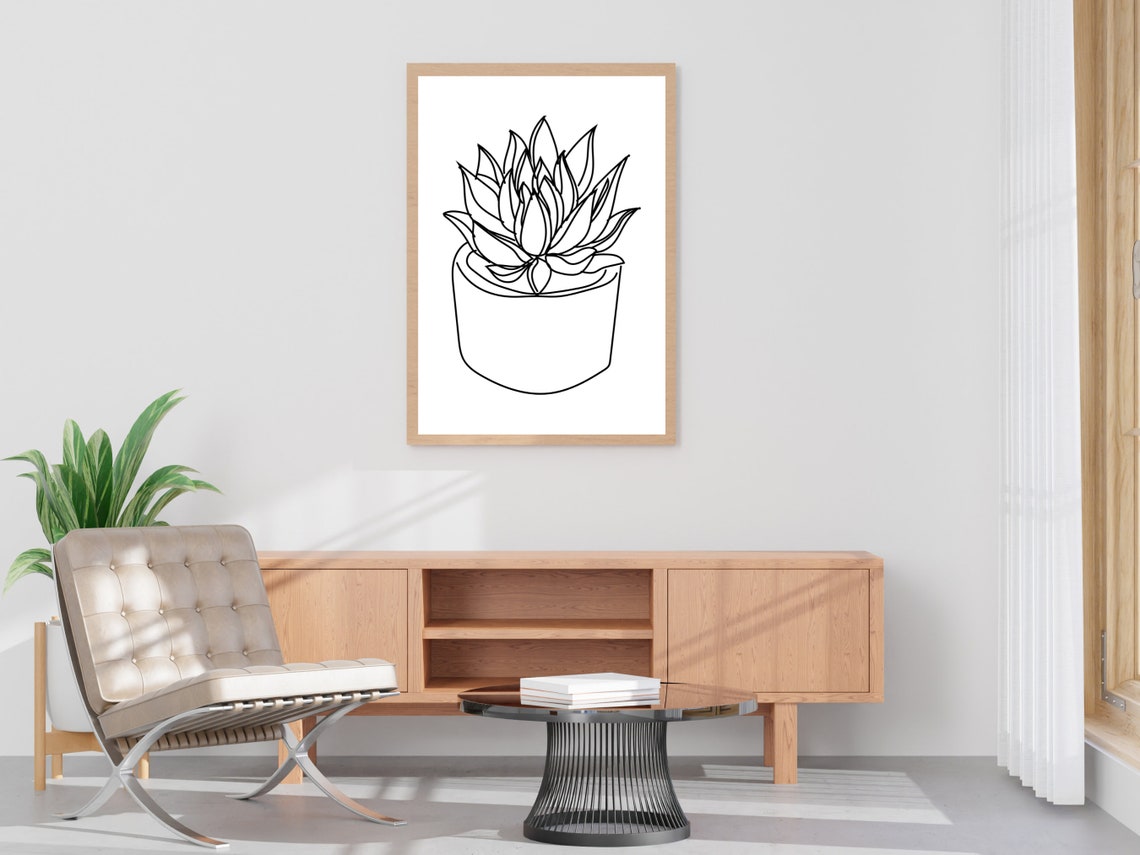 Potted Succulent Plant Minimalist Line Art Houseplant Wall Poster - Image 4