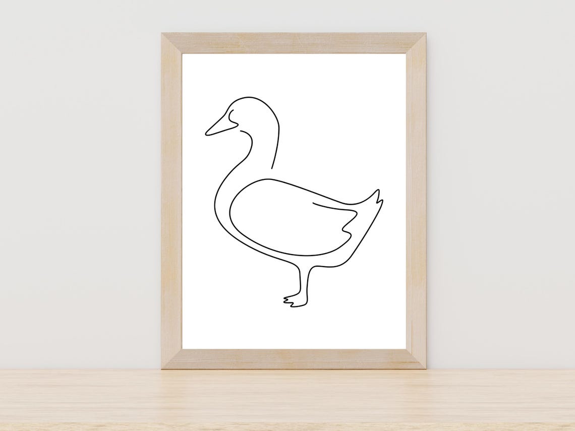 Minimalist Duck Continuous Line Art Bird Sketch Drawing Poster
