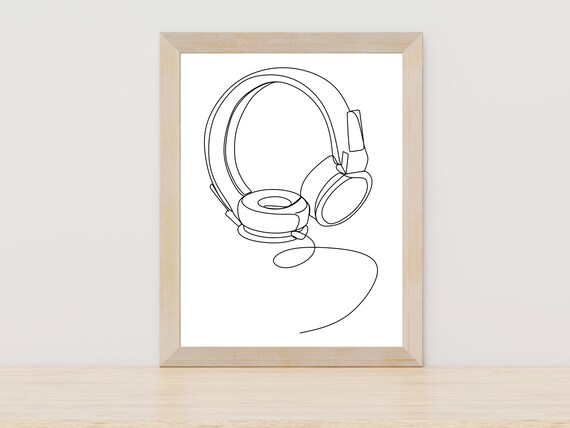 Headphones Gamer Line Art Bose Headphones Wall Art Twitch Streaming Wall Decor Gamer Wall Art Headphones Wall Art Headset Wall Print Poster