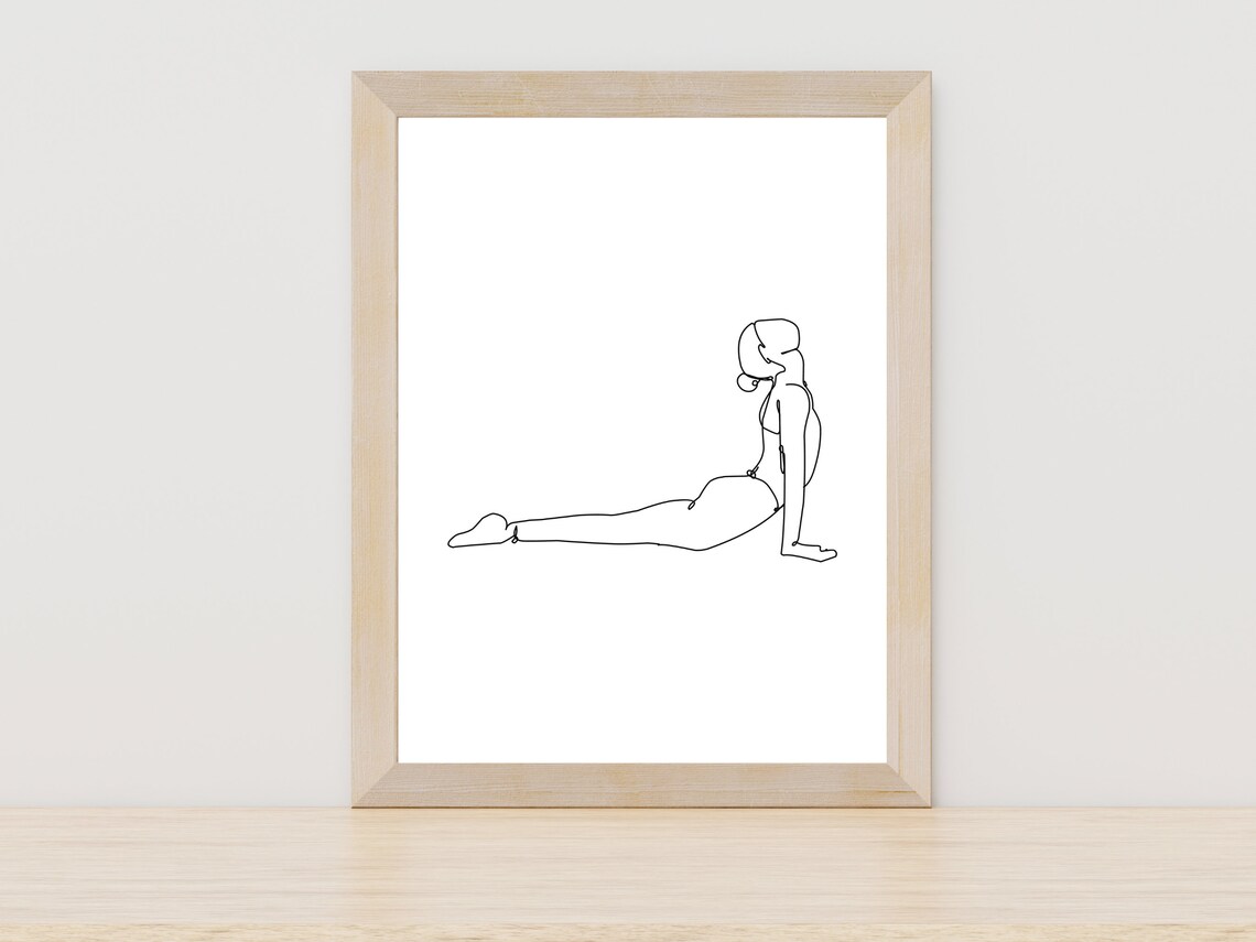 Boho Line Art Yoga Pose Art Print, Feminist