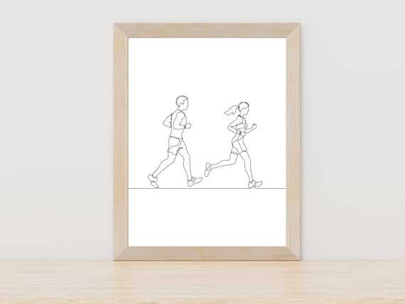 Minimalist Running Line Art, Sport Art Print