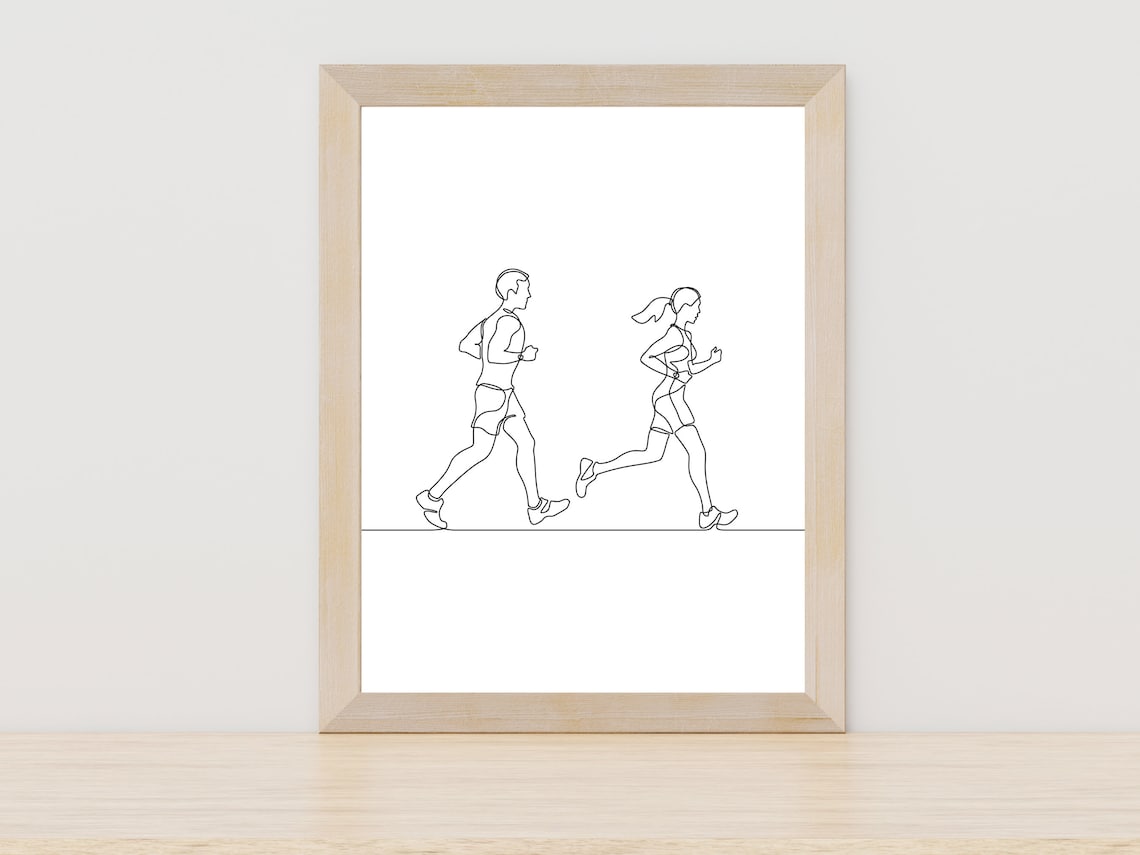 Minimalist Running Line Art, Sport Art Print