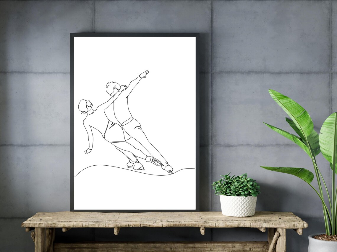 Pairs Figure Skating Spiral Lift Dynamic Minimalist Line Art Poster - Image 3