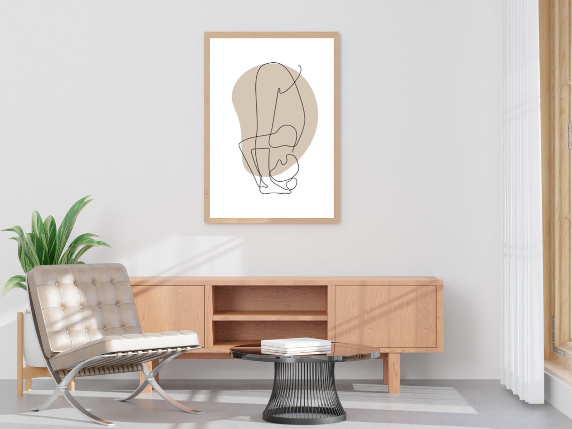 Namaste Yoga Art Print Nude Line Drawing Minimal Yoga Line Drawing Woman Yogi Naked Yoga Woman Line Art Female Meditation Line Art Drawing - Image 4