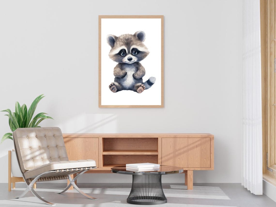 Raccoon Watercolor Painting Raccoon Wall Art Woodland Animal Painting Raccoon Watercolor Painting Wildlife Art Print Forest Animal Art - Image 4