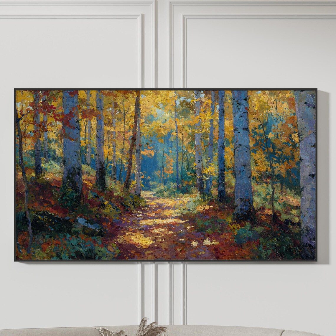 Autumn Birch Tree Forest Impressionist Frame Tv Art