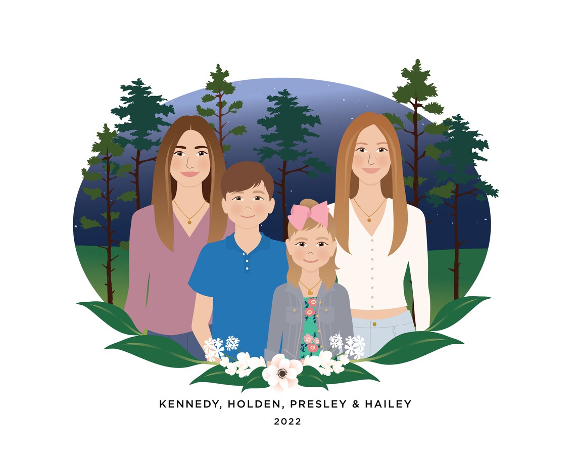 Custom Family Portrait From Photos Family Illustration Portrait Poster Family Gift Christmas Gift Gift For Dad Gift For Mom - Image 2