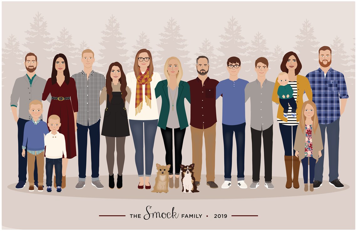Large Family Portrait, Family Reunion Wall Art Print - Image 2
