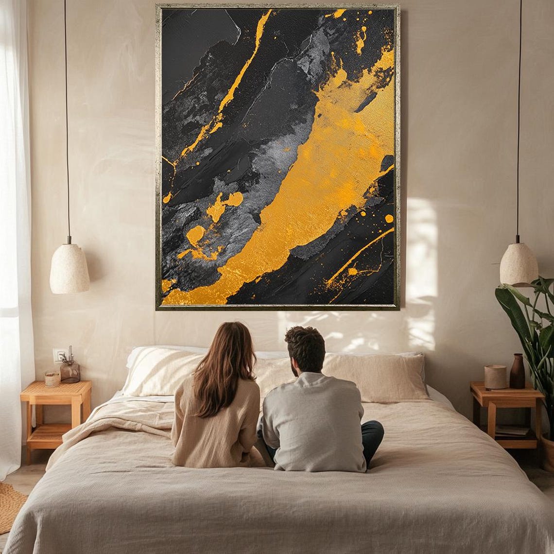 Black Gold Abstract Marble Art Modern Luxury Textured Wall Poster - Image 2