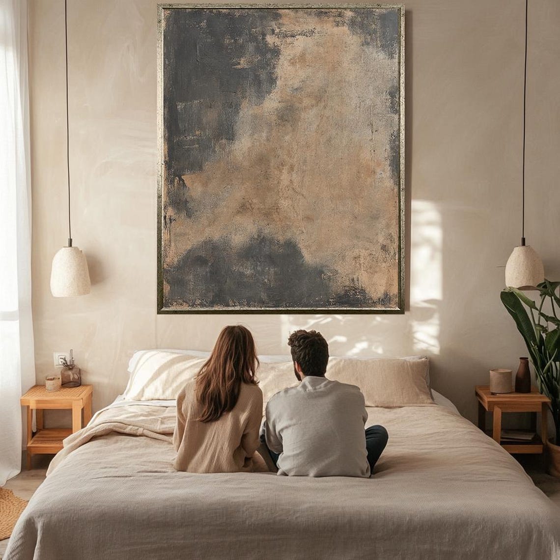 Rustic Abstract Art Minimalist Earthy Wall Decor Modern Neutral Tones Painting Distressed Textured Artwork For Home - Image 2