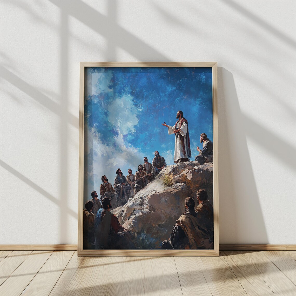 Sermon On The Mount Jesus Teaching Disciples Rocky Hill Blue Sky Poster - Image 4
