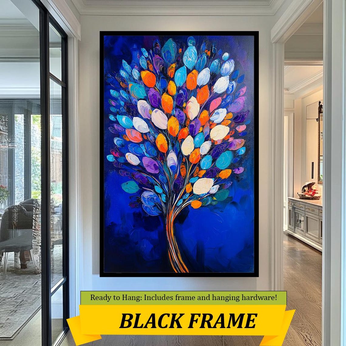 Vibrant Abstract Tree Art Bold Colorful Leaves Painting Modern Textured Nature Artwork Unique Wall Decor For Home - Image 2