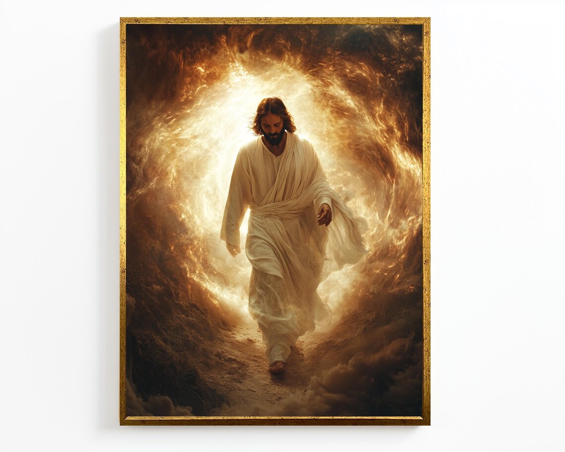 Jesus Christ Walking Through Golden Tunnel Of Divine Light Wall Art - Image 4