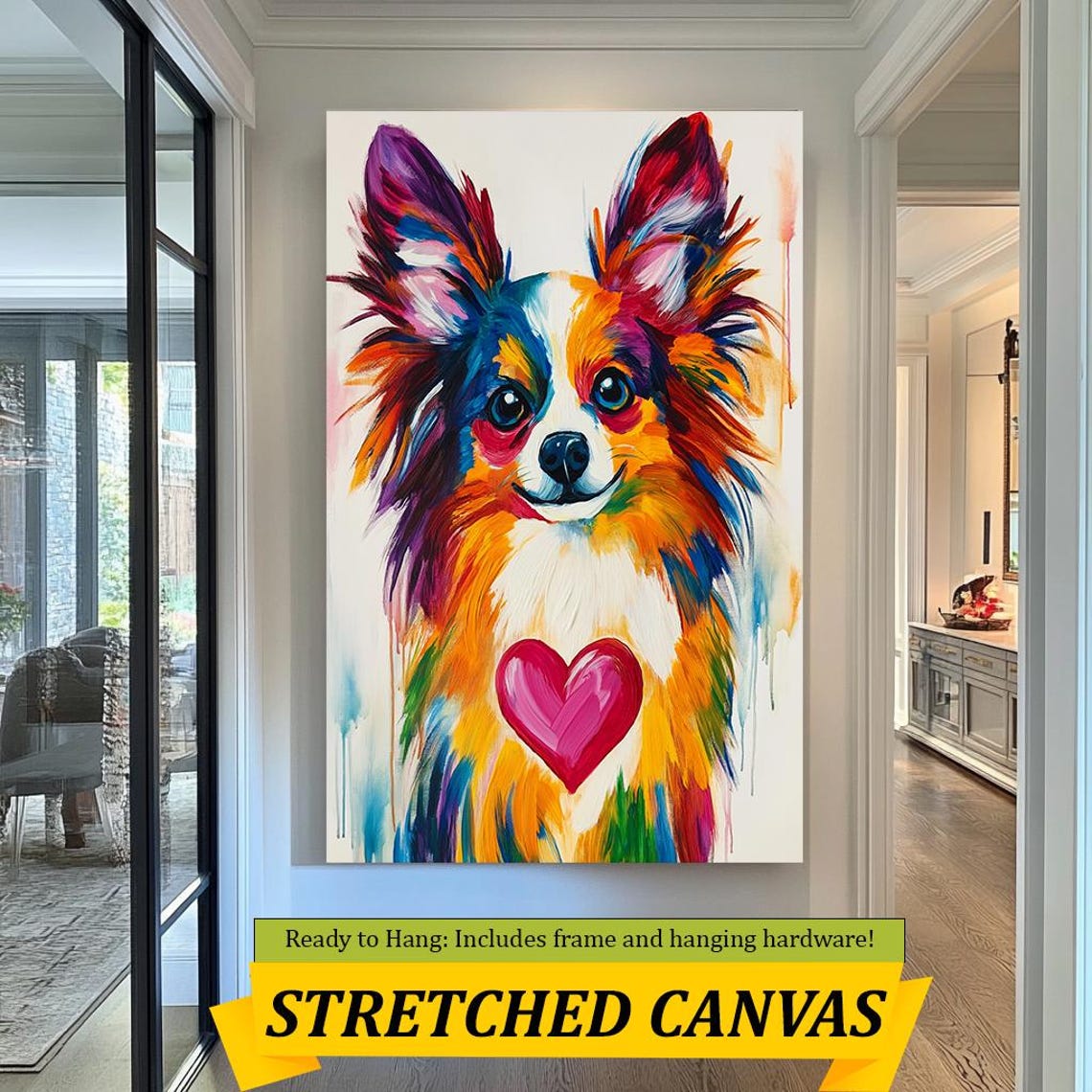 Colorful Small Dog Pink Heart Pop Art Abstract Pet Portrait Poster - Image 3