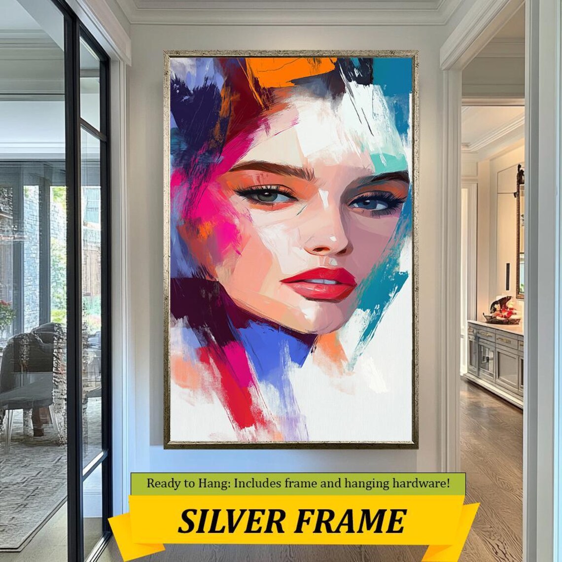 Colorful Abstract Woman Face Bold Brushstroke Modern Art Wall Poster - Image 4