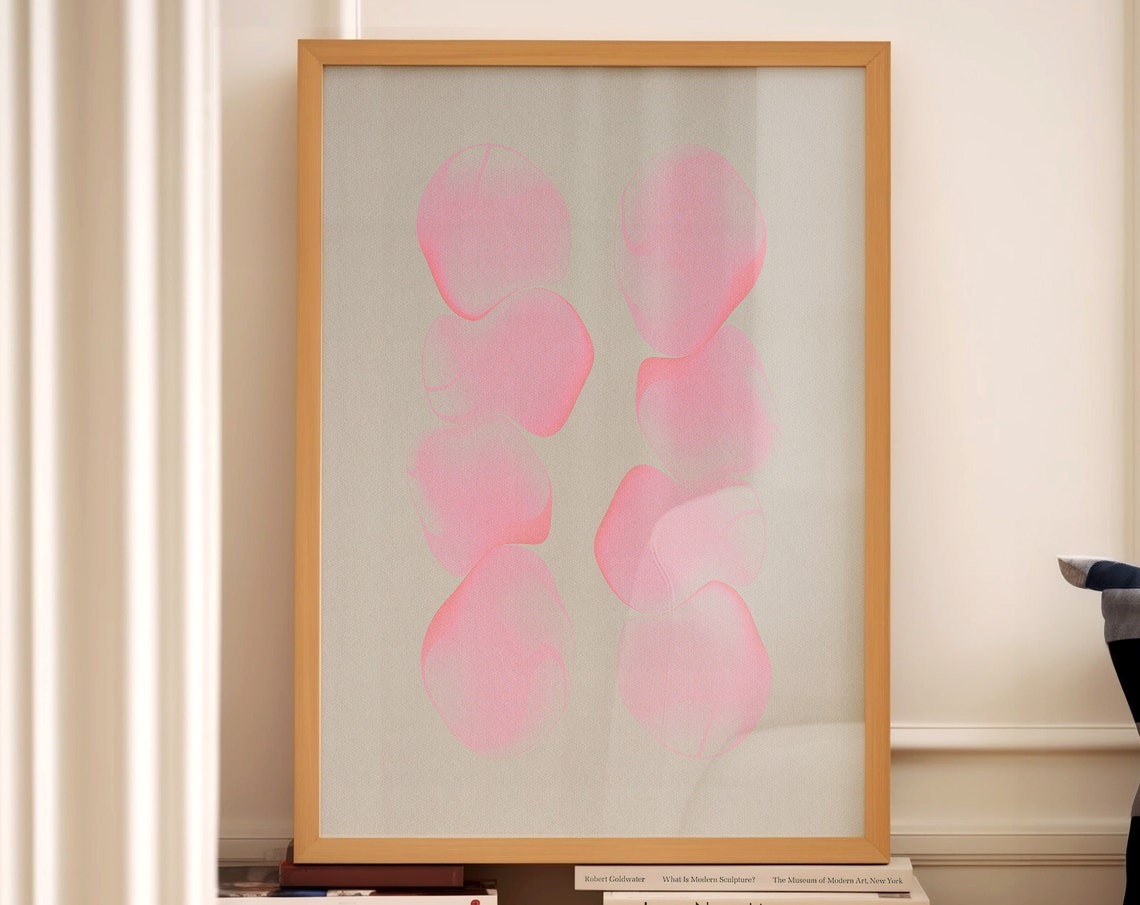 Abstract Pink Gradient Blobs Minimalist Organic Beige Wall Art