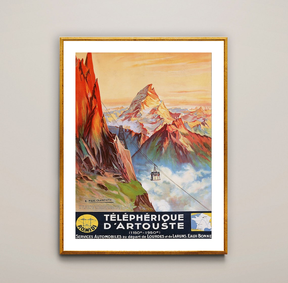 Telepherique d'Artouste Pyrenees Cable Car Vintage Travel Poster