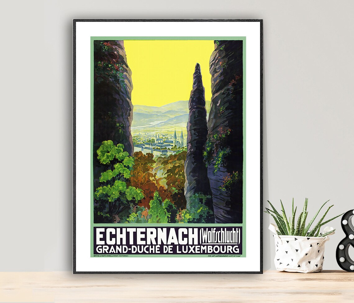 Echternach Grand Duche De Luxembourg Vintage Travel Poster