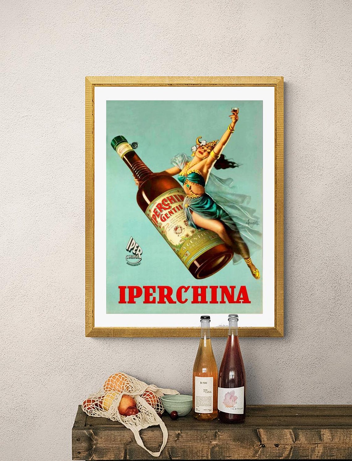 Iperchina Italian Liquore Vintage Dance Bottle Advertising Poster - Image 3