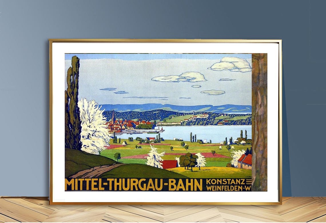 Mittel Thurgau Bahn Lake Constance Railway Vintage Travel Poster - Image 2