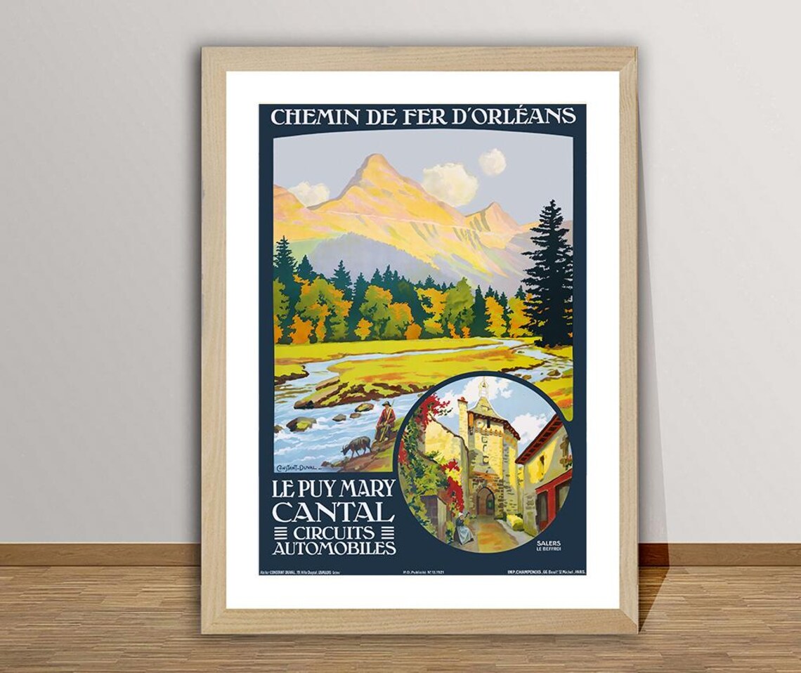 Le Puy Mary Cantal France Vintage Travel Poster