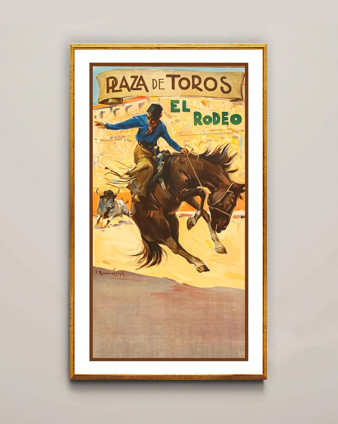 Plaza de Toros El Rodeo Vintage Bucking Horse Bullring Poster