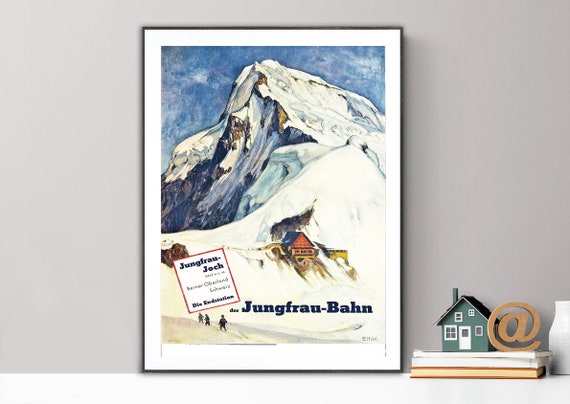 Jungfrau Bahn Berner Oberland Schweiz Travel Poster Poster Print Or Print Gift Idea Wall Decor
