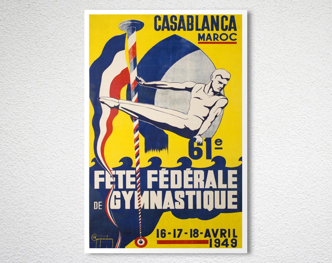 61e Fete Federale de Gymnastique Casablanca 1949 Vintage Poster - Image 2